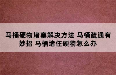 马桶硬物堵塞解决方法 马桶疏通有妙招 马桶堵住硬物怎么办